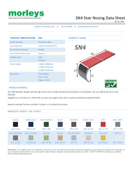 SN4 Bullnose Double Channel Stair Nosing / Stair  Edging for Vinyl