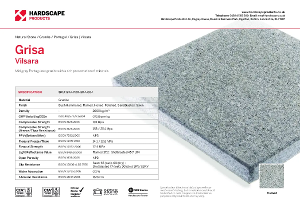 Grisa Vilsara Hardscape Datasheet