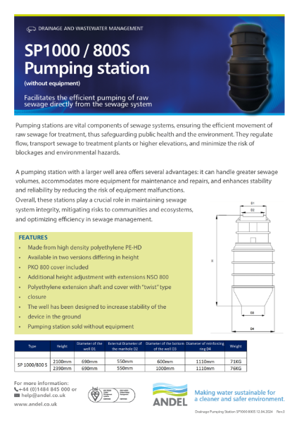 Drainage Pumping station SP1000 800S Data Sheet