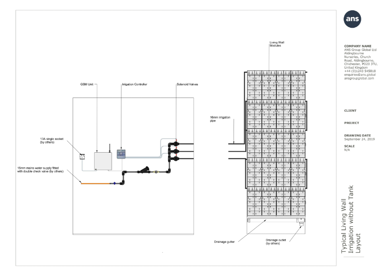 ANS Living Wall Irrigation Layout no tank required