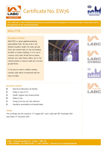 LABC Certificate - Walltite