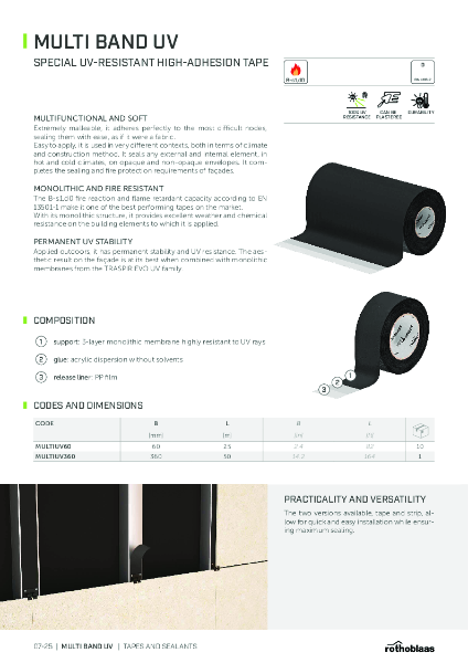 Multi Band UV - Technical Data Sheet