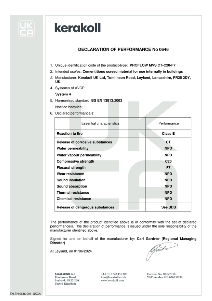 DoP (UKCA) - EN.EN.0646.001 Proflow MVS