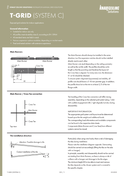 INSTALLATION MANUAL METAL SOLUTIONS T - Grid