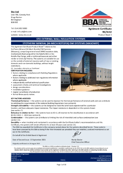 95/3132 Product sheet 3 StoTherm Mineral M Masonry