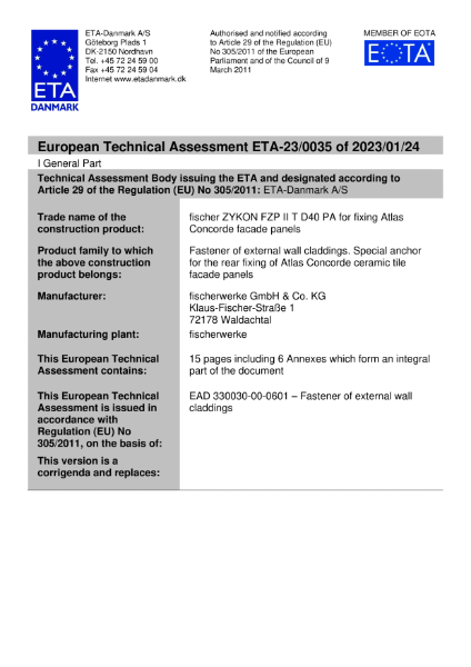 European Technical Assessment ETA-23/0035
