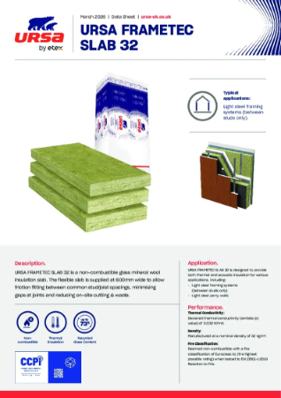 URSA FRAMETEC SLAB 32 - Datasheet