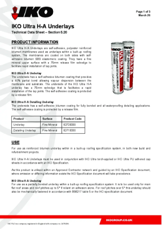 Technical Data Sheet (TDS) - IKO ULTRA H-A Underlays