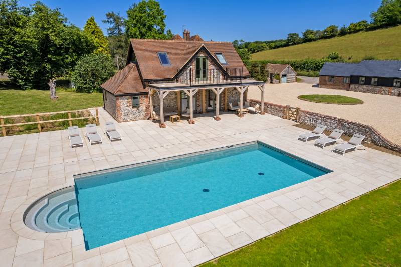 White Mint Honed Paving and Bespoke Pool Copings