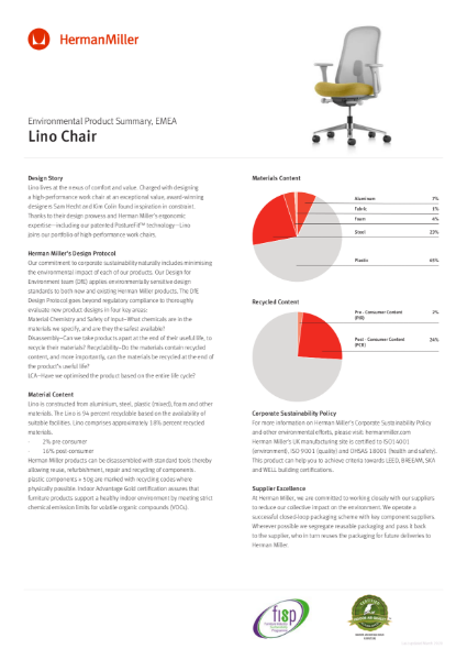 Lino Chair - Environmental Product Summary