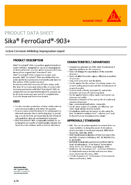 Sika® FerroGard®-903+ Product Data Sheet