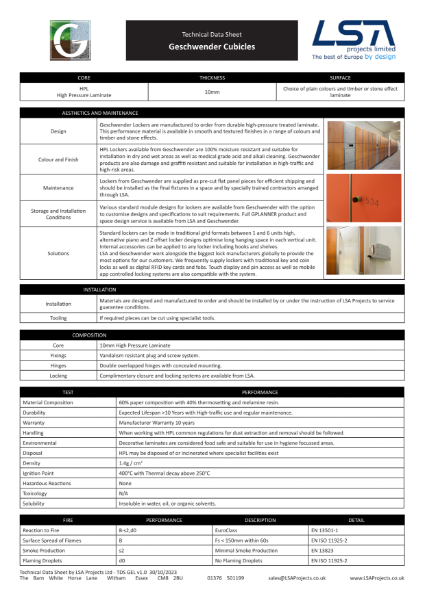 Geschwender Lockers Data Sheet