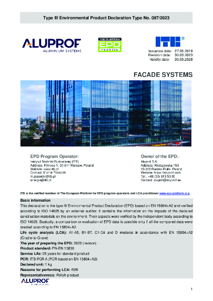  Environmental Product Declaration (EPD) Facade Systems