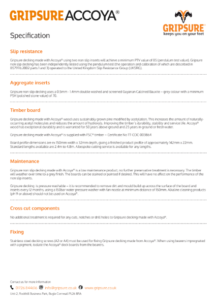 Decking tech sheet - Gripsure Accoya®