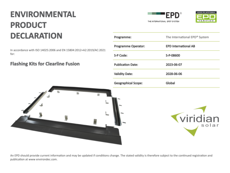 Environmental Product Declaration for flashing kits