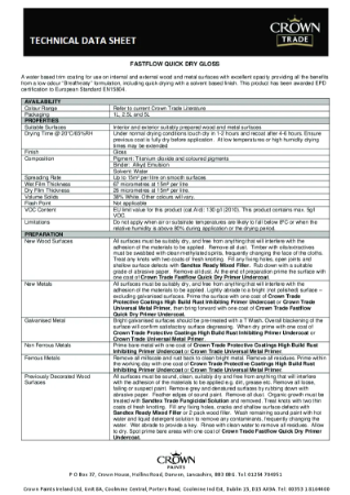 Fastflow QD Gloss Technical data Sheet