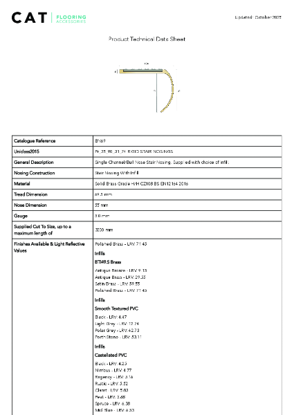 BN69 Polished Brass Technical Datasheet