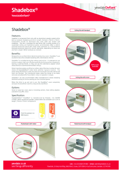 YewdaleDefiant® ShadeBox® Datasheet