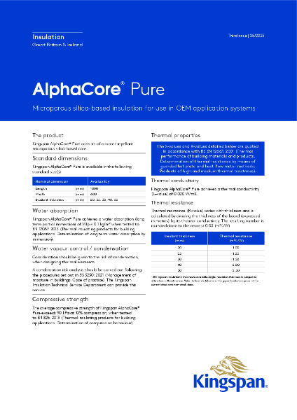 Kingspan AlphaCore Pure brochure
