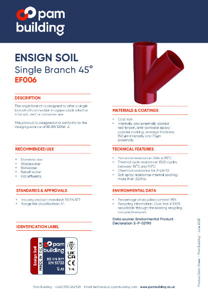 EF006 - Single Branch x 45°