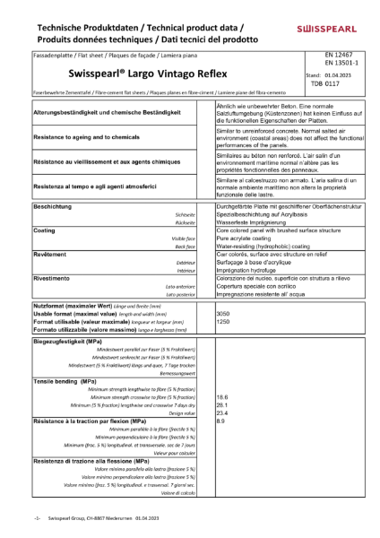 Swisspearl Vintago Reflex Technical Datasheet