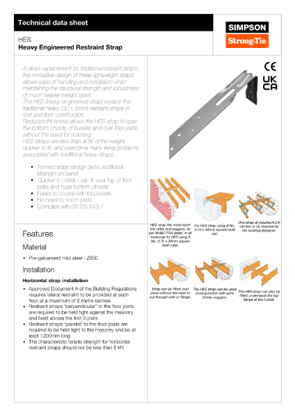 HES: Heavy Engineered Restraint Strap Technical Data Sheet