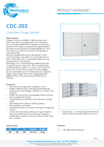 CDC-203 - Controlled Drugs Cabinet