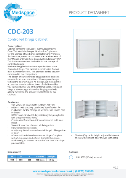 CDC-203 - Controlled Drugs Cabinet | NBS Source