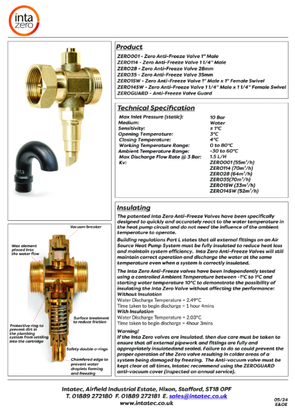 Technical Datasheet - Anti-Freeze Valve