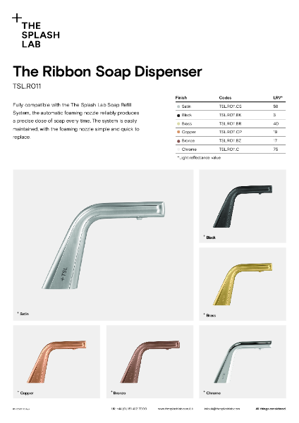 Ribbon Soap Dispenser Data Sheet