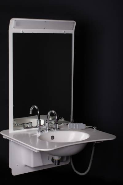 Astor ABW6/6SP Height Adjustable Washbasin with integrated mirror