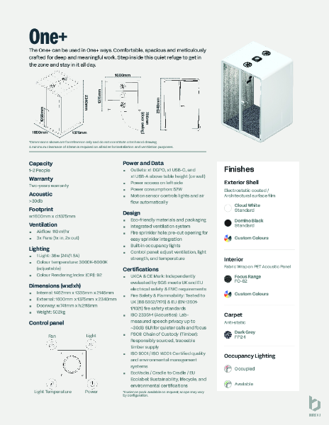Bureau_One+ Spec Sheet_UK