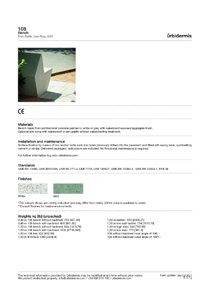 108 Bench Datasheet