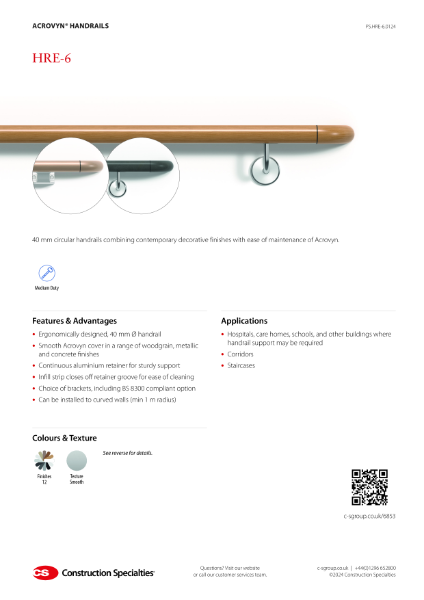 CS Acrovyn HRE-6 Handrails_Product Sheet (01.24)