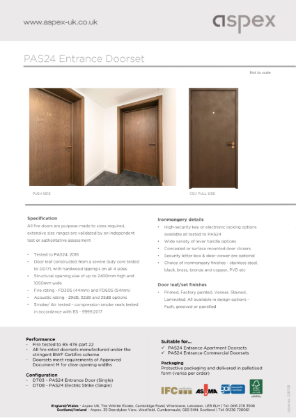 PAS24 Entrance Doorset - Data Sheet