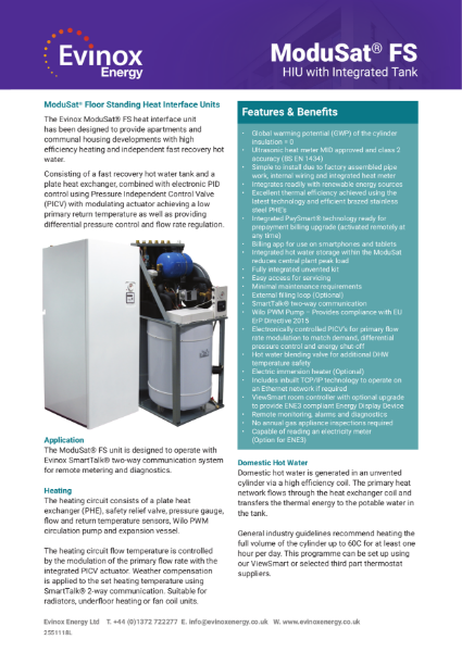 ModuSat® Floor Standing Heat Interface Unit