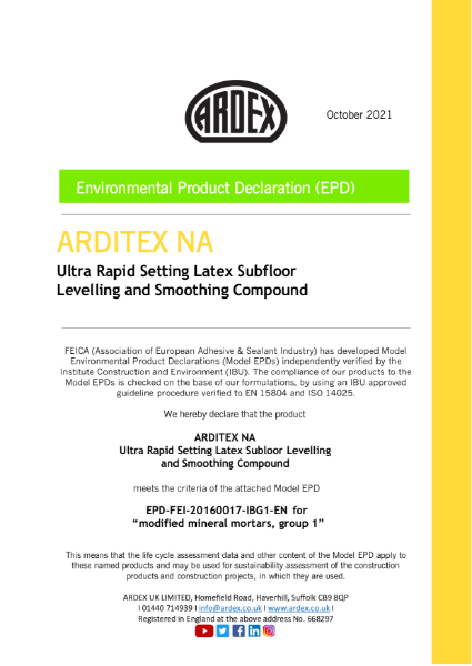 ARDITEX NA Levelling Compound EPD - Environmental Product Declaration