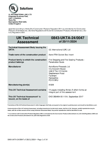 UK Conformity Assessed (UKCA)