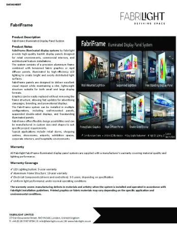 FabriFrame Datasheet
