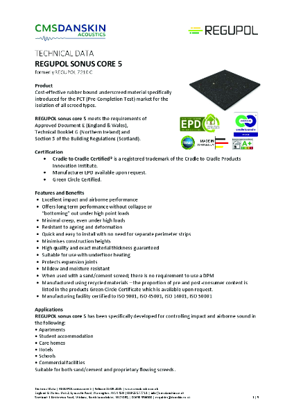 REGUPOL sonus core 5 (REGUPOL 7210C 5mm) - TD-en-UK Release 15 09 2025