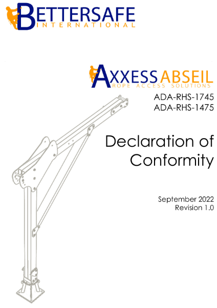 AxxessAbseil RHS Davit Arm Declaration of Conformity