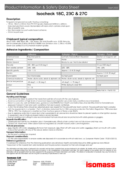 Isocheck 18C,23C27C - Safety Data Sheet - Sept22