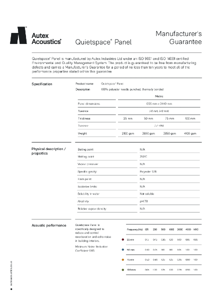 Quietspace Manufacturers Guarantee
