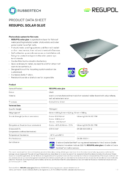 REGUPOL Solar Glue - Data Sheet