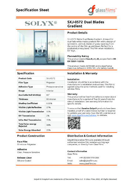 SXJ-0572 Dual Blades Gradient Specification Sheet