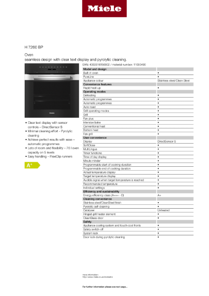 H 7260 BP Product Data Sheet