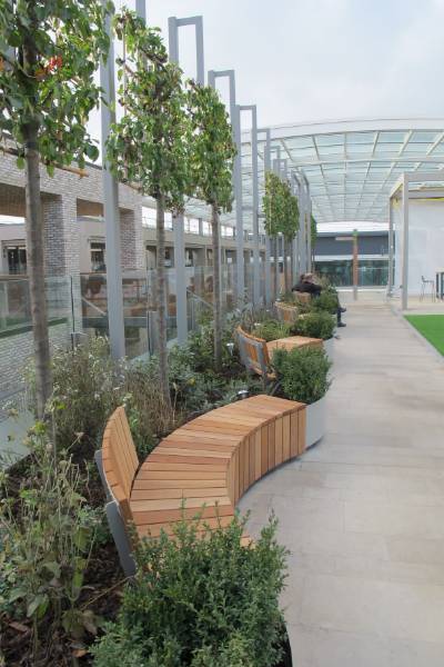 Roof terrace seating and planters for redeveloped Westgate Centre,  Oxford