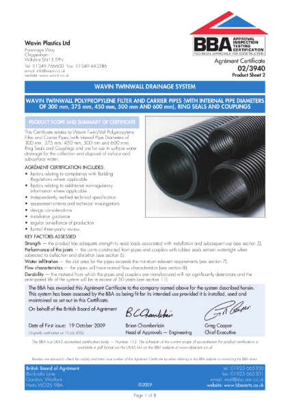 TwinWall Pipe Coupler Seal BBA 02-3940