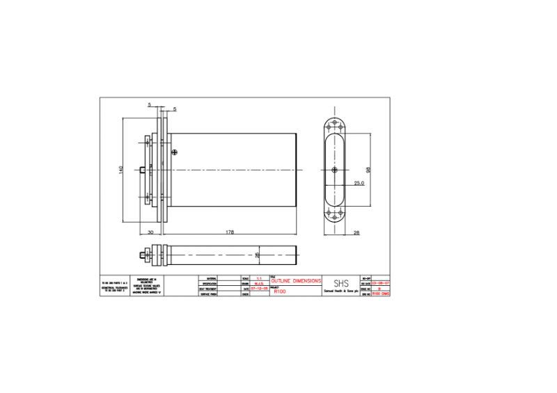 Powermatic R100 concealed door closer dimensional drawing