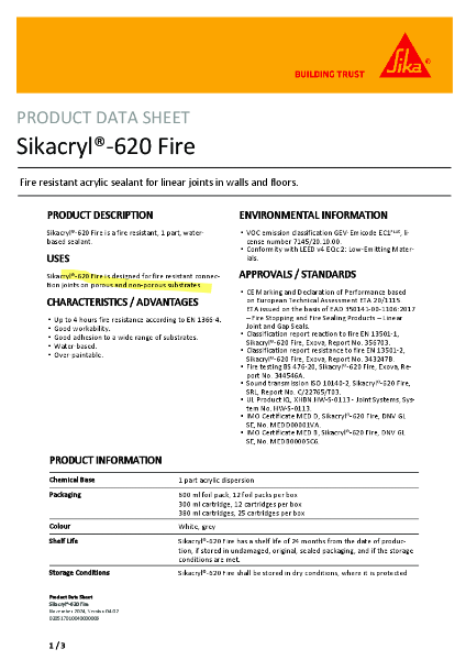 Sikacryl®-620 Fire - Data Sheet